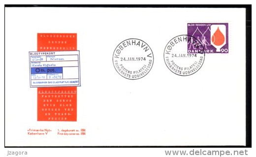 MEDICINE BLOD DONATION BLUTSPENDEDIENST DU SANG - DENMARK DANMARK DÄNEMRAK 1974 MI 555 FDC SLANIA - First Aid