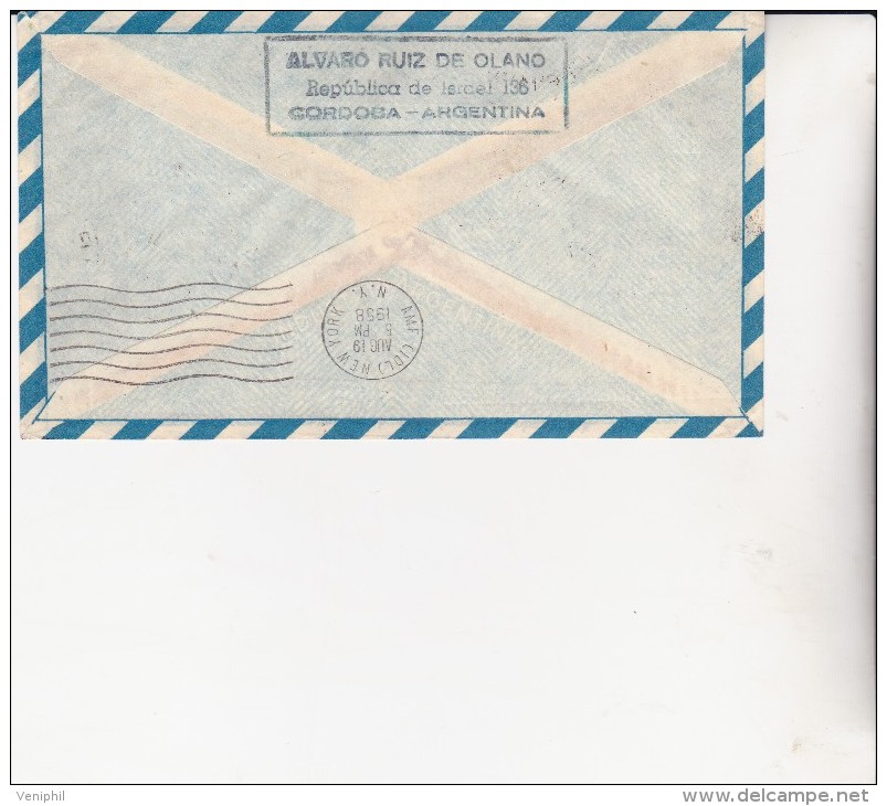 LETTRE PREMIER VOL TRANSCONTINENTAL BUENOS AIRES -NEW YORK -18 AOUT 1958 - Cartas & Documentos