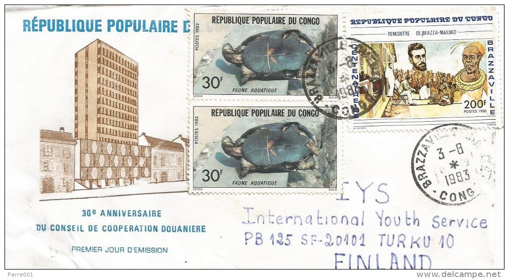 Congo 1983 Brazzaville East African Black Mud Turtle Pelusios Subniger Explorer De Brazza Cover - Turtles