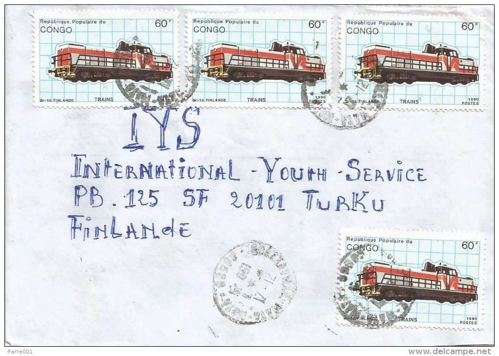 Congo 1990 Brazzaville Train DR-16 Finland Cover - Treinen