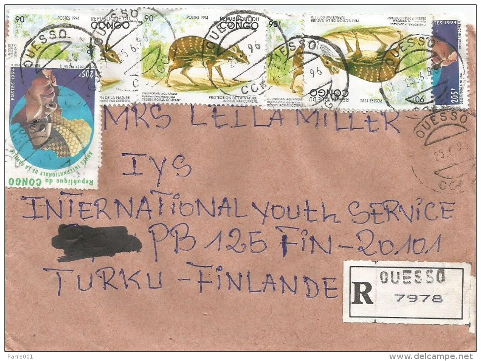Congo 1996 Ouesso Water Chevrotain Antilope Year Family Registered Cover - Afgestempeld