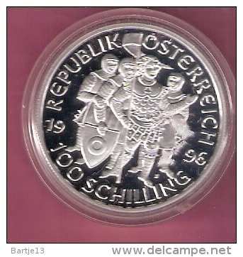 OOSTENRIJK 100 SHILLING AG PROOF 1996 MARKGRAF LEOPOLD III SPOTS ONLY ON CAPSEL - Autriche