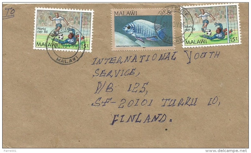 Malawi 1986 Mperembe World Cup Football Mexico 15t Labeotropheus Cyclid Fish 5t Cover - 1986 – Mexico