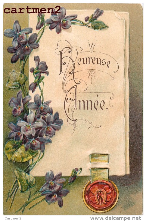 CARTE GAUFREE HEUREUSE-ANNEE BONNE-ANNEE NOUVEL-AN HAPPY NEW YEAR FELICE-ANNO FLEURS - Neujahr