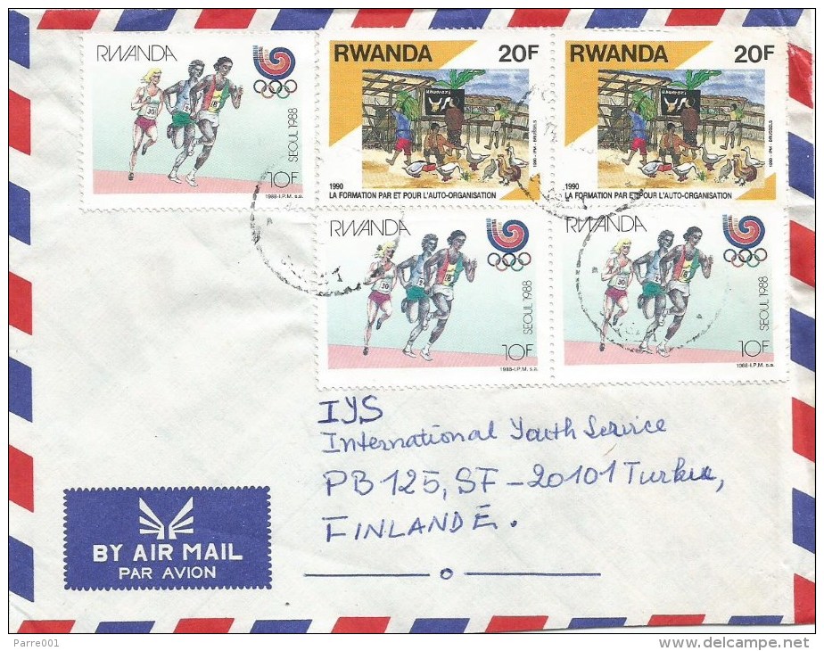 Rwanda 1990 Gisenyi Agriculture Education Olympic Games Seoul Athletics Running 10f Cover - Gebruikt