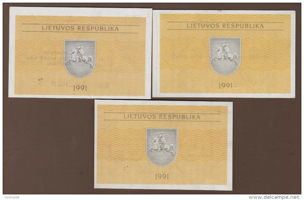 LITHANIA Lietuvos Respublika  LOT  0.50 TALONAS 1991 P#31a/31b/31x  ERROR  "VALSTYBINIS" - Lithuania