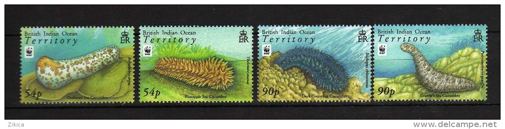 BRITISH INDIAN OCEAN TERRITORY. 2008 WWF SEA CUCUMBERS SET - Unused Stamps