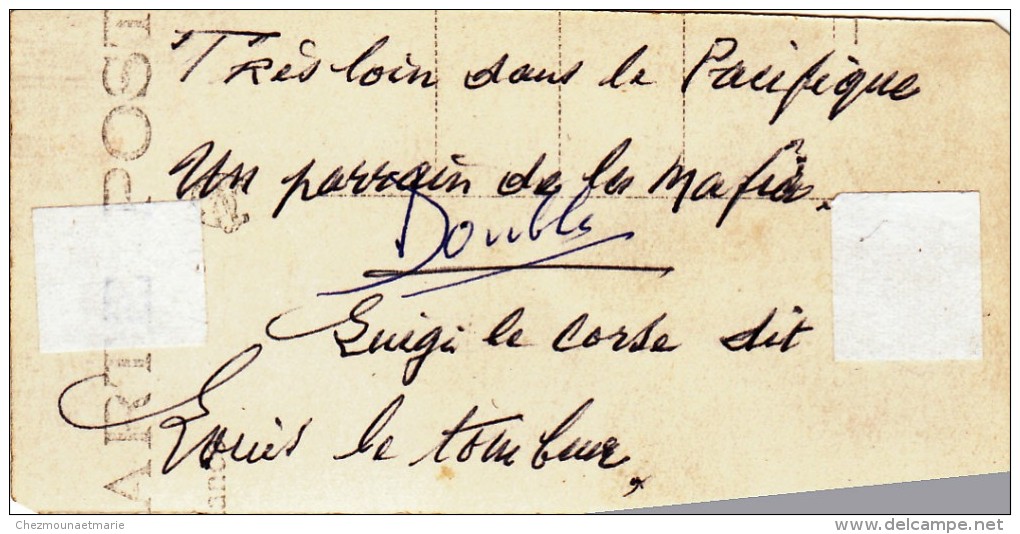 CPA CARTE PHOTO FRAGMENT 9 X 4.5 LUIGI LE CORSE DIT LOUIS LE TOMBEUR PARRAIN DE LA MAFIA 2159 - Altri & Non Classificati