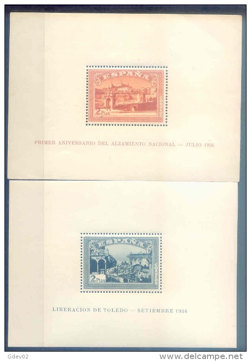 ES836-L2337THC.España. Spain  Espagne.HOJITAS BLOQUE DEL ALZAMIENTO NACIONAL.1937.( Ed 836/7**) Sin Charnela.LUJO- - Hojas Completas