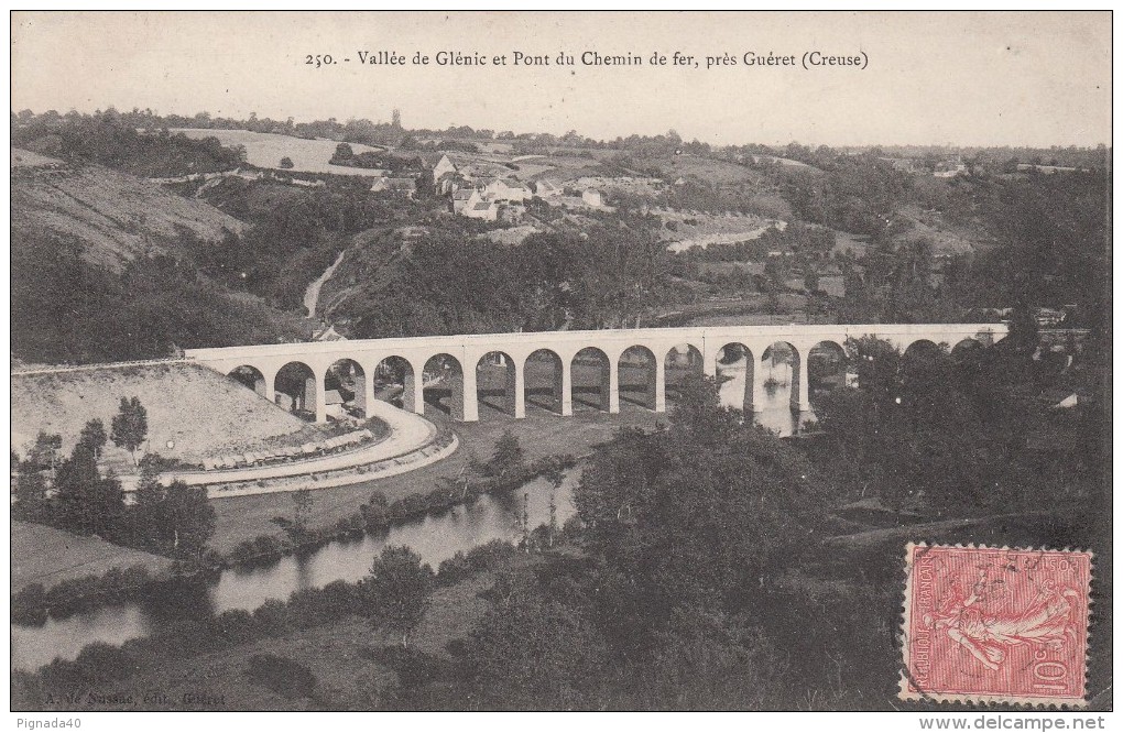 Cp , 23 , GUÉRET , Environs , Vallée De Glénic Et Pont Du Chemin De Fer - Guéret