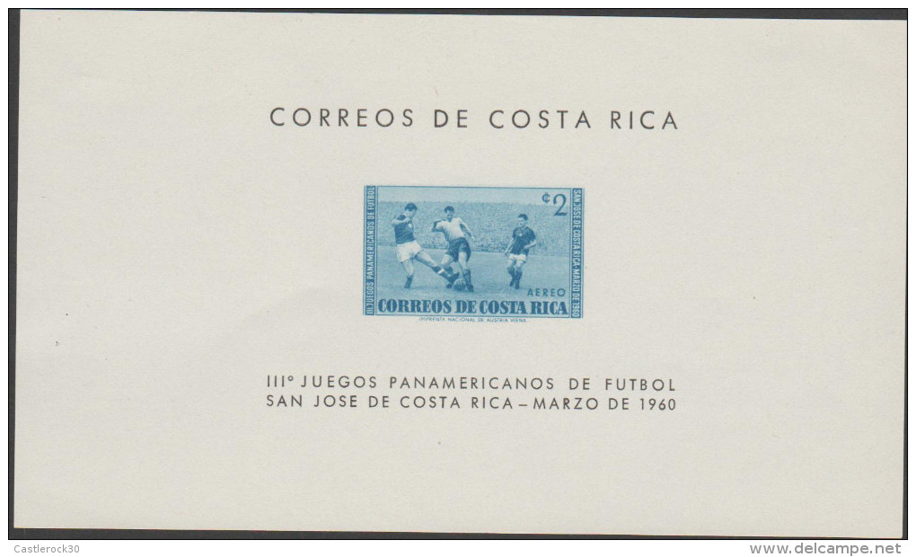 O) 1960 COSTA RICA, PAN AMERICAN GAMES FOOTBALL SAN JOSé DE COSTA RICA, SOUVENIR MNH - Costa Rica