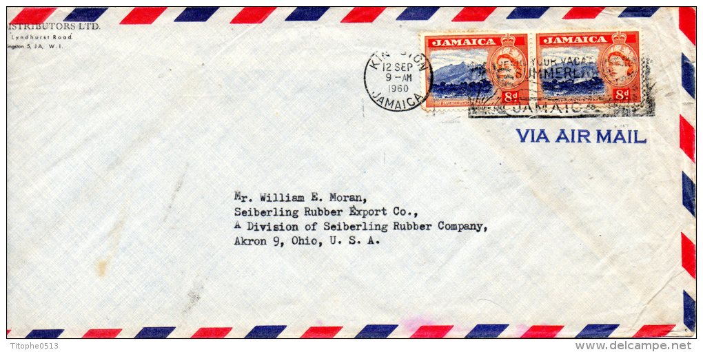 JAMAÏQUE. N°174 De 1956 Sur Enveloppe Ayant Circulé. Montagne Bleue. - Jamaica (...-1961)