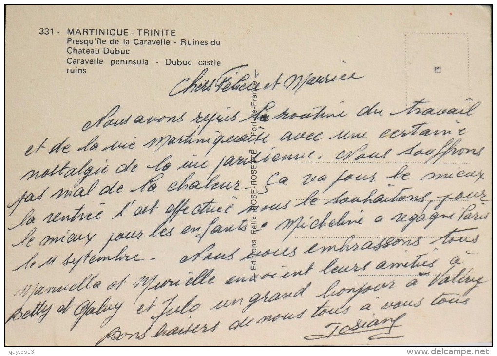 C.P.M. MARTINIQUE - TRINITE - Presqu'île De La Caravelle - Ruines Du Château Dubuc - T.B.E. - La Trinite