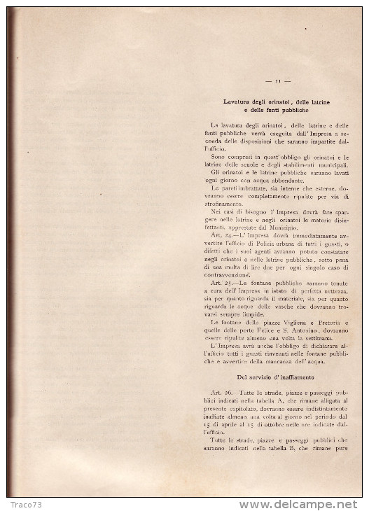 PALERMO  1891 /   Capitolato Per  " L'APPALTO DELLA POLIZIA STRADALE " _ Completo - Libri Antichi