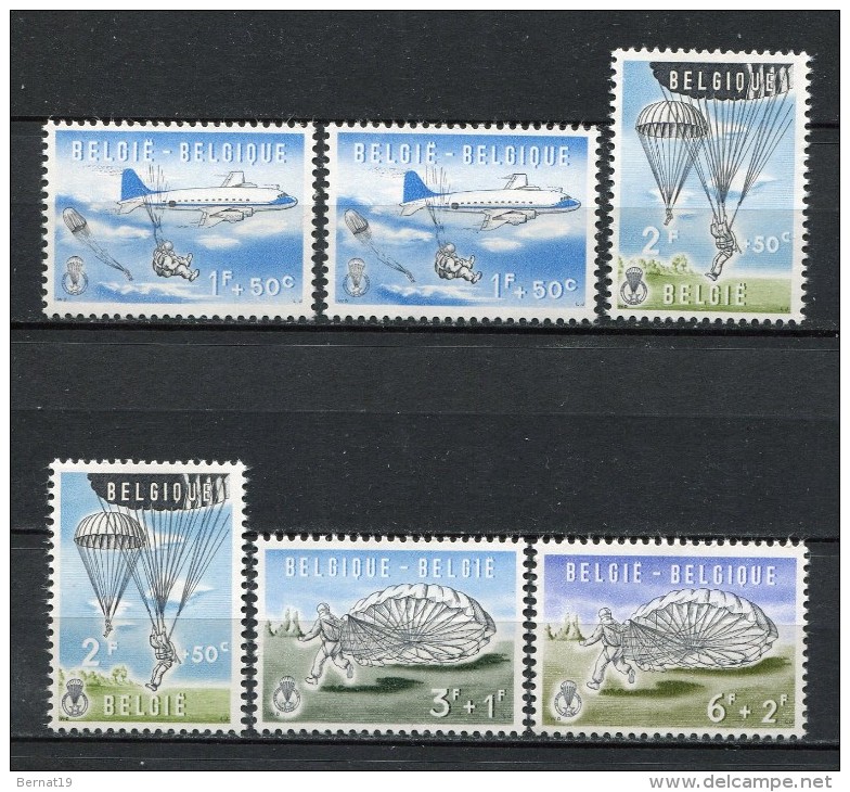 Paracaidismo. Bélgica 1960. Yvert 1133-38 ** MNH. - Parachutespringen