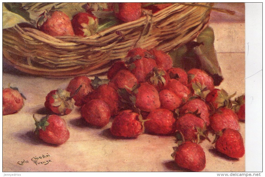 FRUTTA  , Fragole   , Illustratore   Carlo  Chiostri  , Firenze   * - Chiostri, Carlo