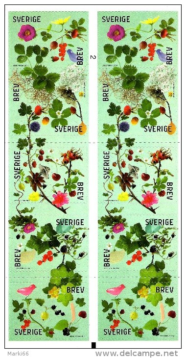 Sweden - 2014 - Among Berries And Leaves - Mint Self-adhesive Stamp Booklet - Nuovi