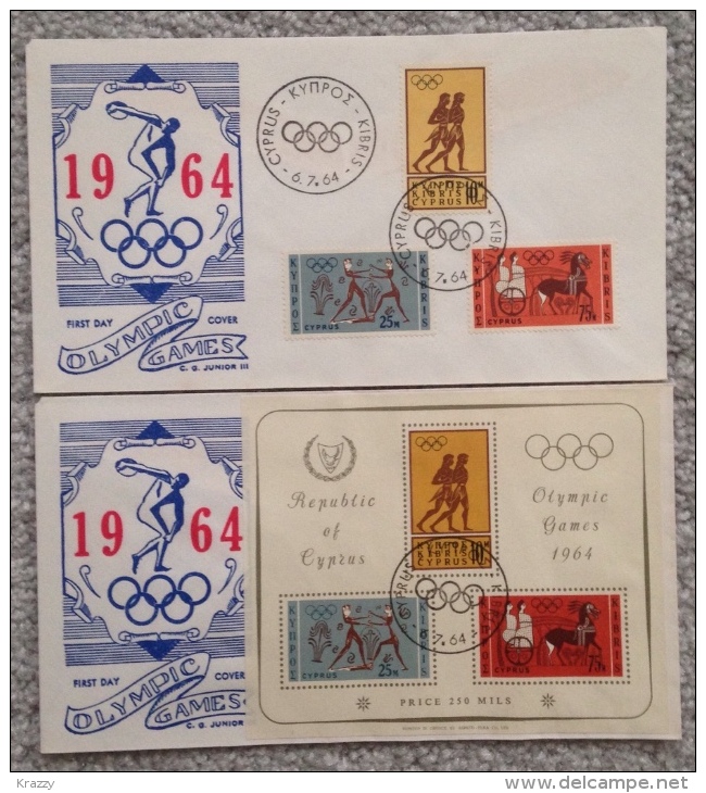 Cyprus 1964 Tokyo Zypern Block 2 FDC 90€ Antike Vase Boxer Krug Läufer Rennwagen Olympic Private Cachet Olympics - Covers & Documents