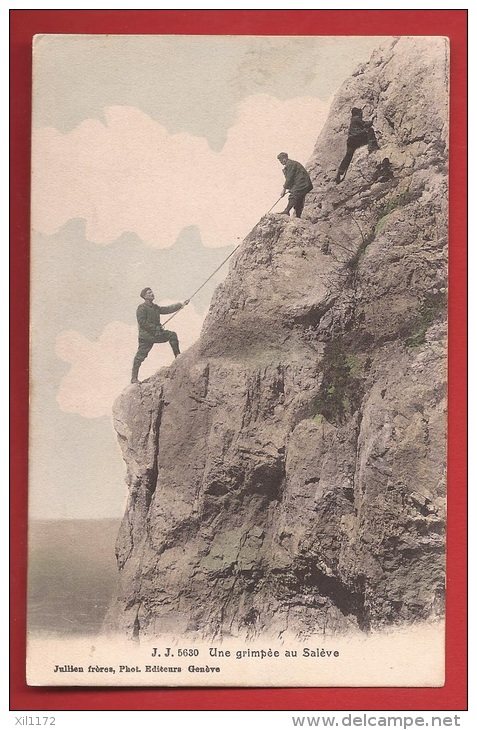 TMOI-06  Une Grimpée Au Salève, Varappe, Cordée Alpinistes.ANIME.  Jules Gras Collonges, Cachet 1911 - Other & Unclassified