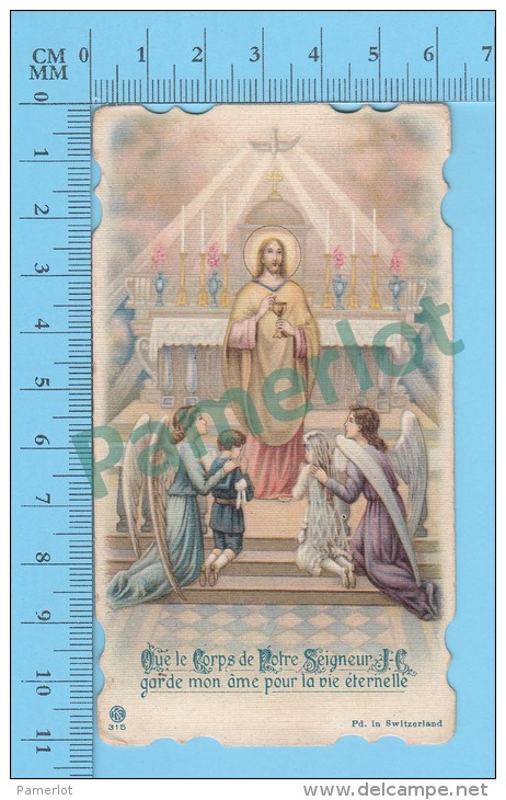 Santini Holy Card Image Pieuse (Jesus Donnant Communion ) Chromo Debut 20e Siecle Recto/verso - Images Religieuses