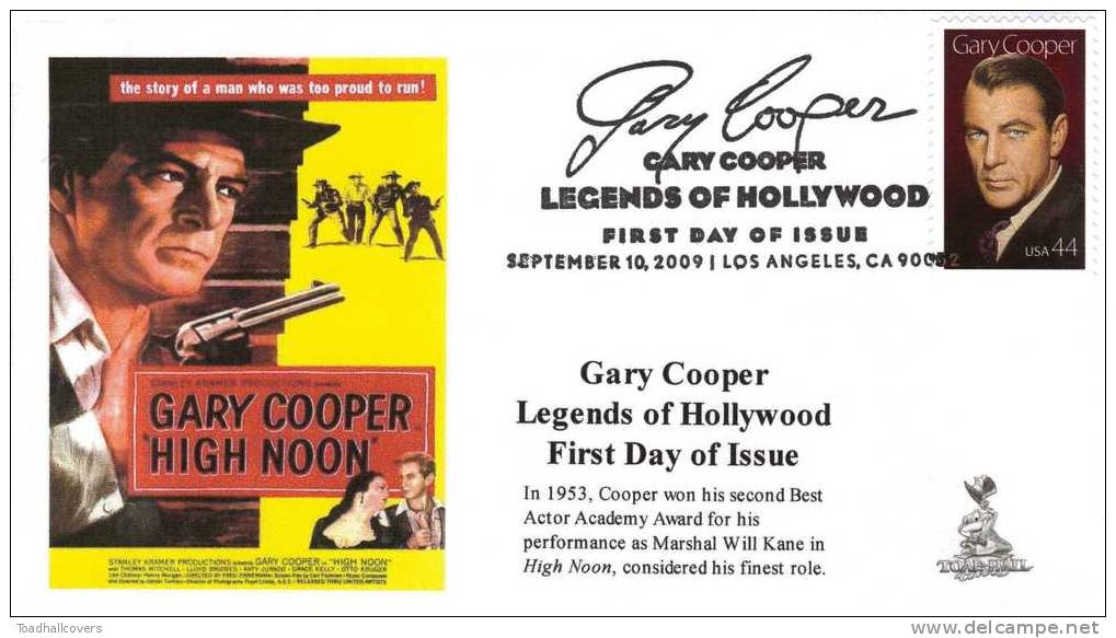 Legends Of Hollywood: Gary Cooper First Day Cover, From Toad Hall Covers! - 2001-2010