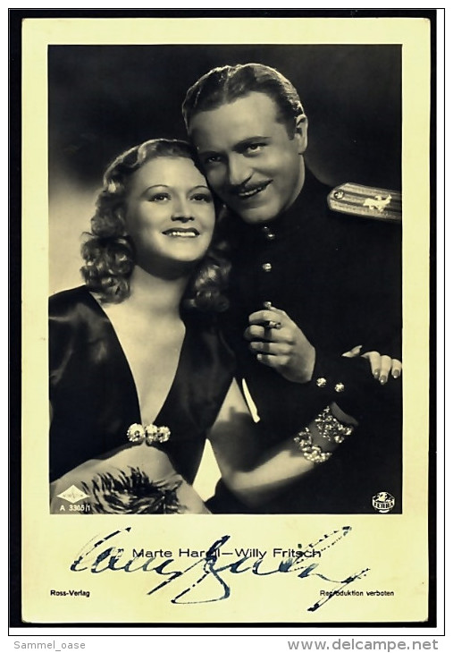 Autogramm  Willy Fritsch  Handsigniert  -  Mit Marte Harell  -  Schauspieler Foto Ross Verlag Nr. 3305/1 Von Ca.1940 - Autogramme