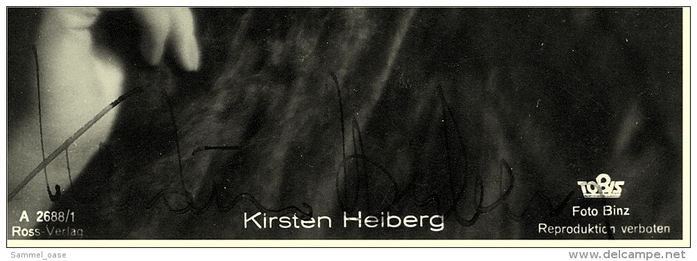 Autogramm  Kirsten Heiberg  Handsigniert  -  Portrait  -  Schauspieler Foto Ross Verlag Nr. 2688/1 Von Ca.1940 - Autographs