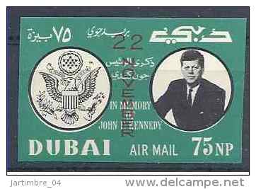 1964 DUBAI Michel 144B** Kennedy, Surchargé , Non Dentelé - Dubai