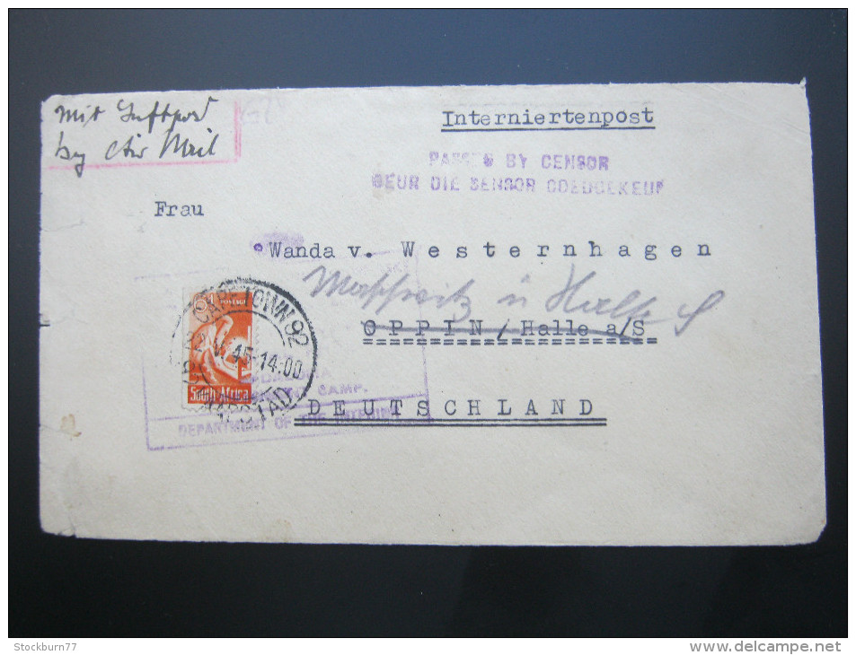 1945, POW, Interniertenpost , Camp , ( German), Cover To Germany With Censorship - Covers & Documents