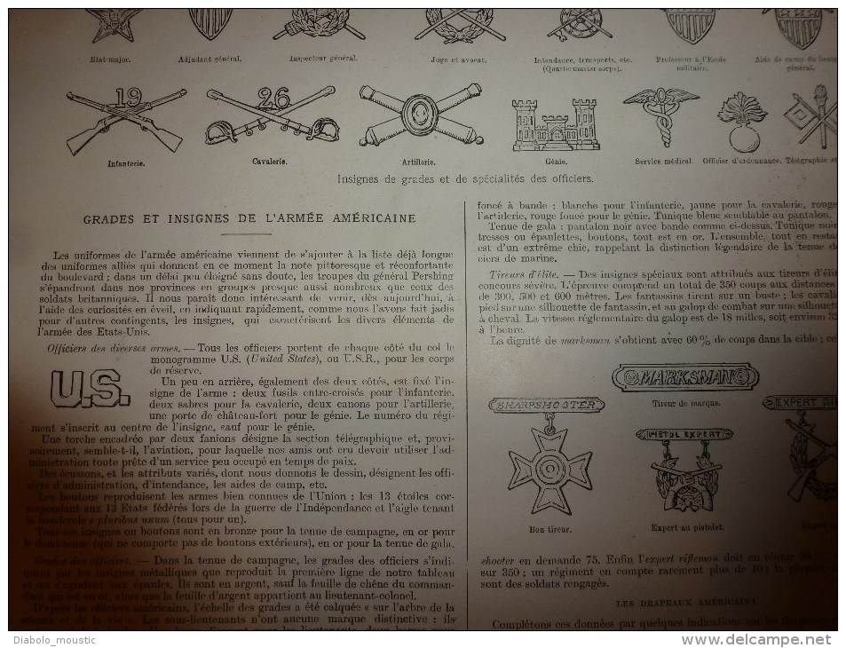 1917 Les USA inquiets prennent part à la guerre mais tout est déjà joué ; Grades et insignes des américains; FLORENCE.