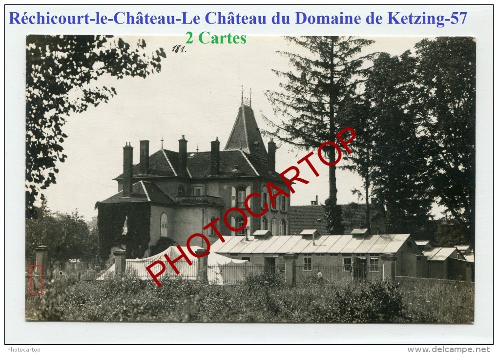 RECHICOURT Le CHATEAU-Lazarett 4-Chateau Domaine KETZING-2xCartes Photos Allemandes-Guerre 14-18-1WK-France-57- - Rechicourt Le Chateau