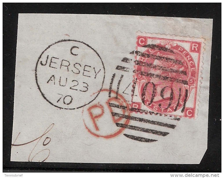 GB,- Jersey. Kanalinseln!, 1870, Selt. Briefstück 3 P. Klarer Stp.  , #1027 - Gebraucht