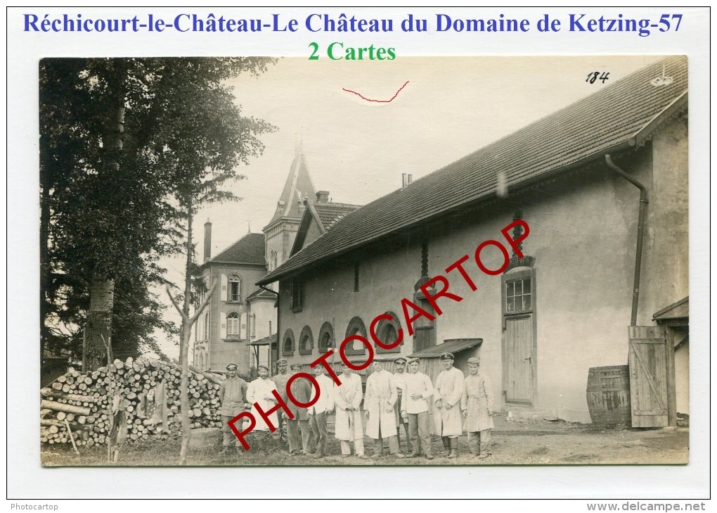 RECHICOURT Le CHATEAU-Lazarett 4-Chateau Domaine KETZING-Cimetiere-2xCartes Photos Allemandes-Guerre 14-18-1WK-France-57 - Rechicourt Le Chateau