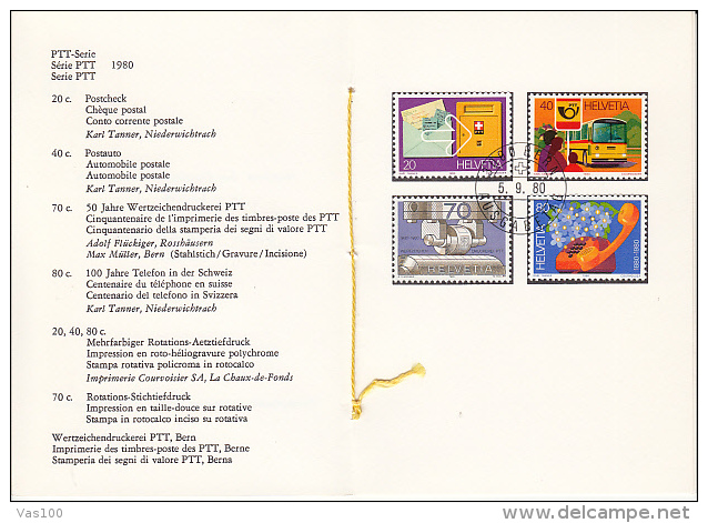 POSTAL SERVICE STAMP ISSUES, BOOKLET, 1980, SWITZERLAND - Carnets