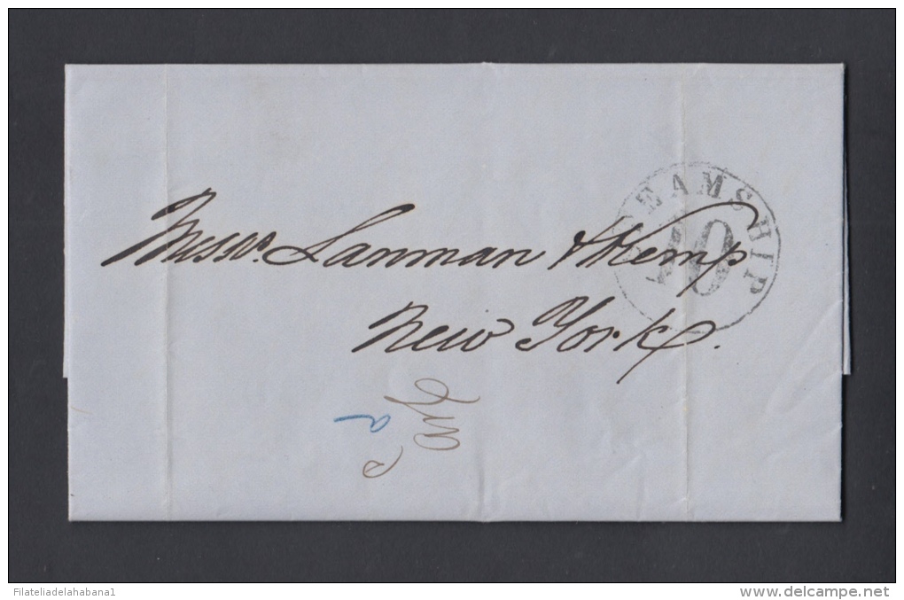 PREFI-206. CUBA SPAIN ESPAÑA. MARITIME MAIL. STAMPLESS. 1863. CARTA DE CIENFUEGOS A NEW YORK. US. MARCAS &ldquo;STEAMSHI - Voorfilatelie