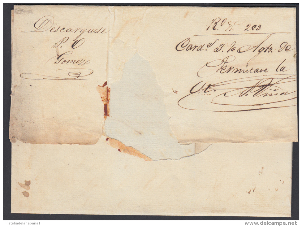 PREFI-215. CUBA SPAIN ESPAÑA. STAMPLESS. MARITIME MAIL. 1860. CORREO DE CABOTAJE.  LA HABANA A CARDENAS. SHIP &ldquo;ANT - Voorfilatelie