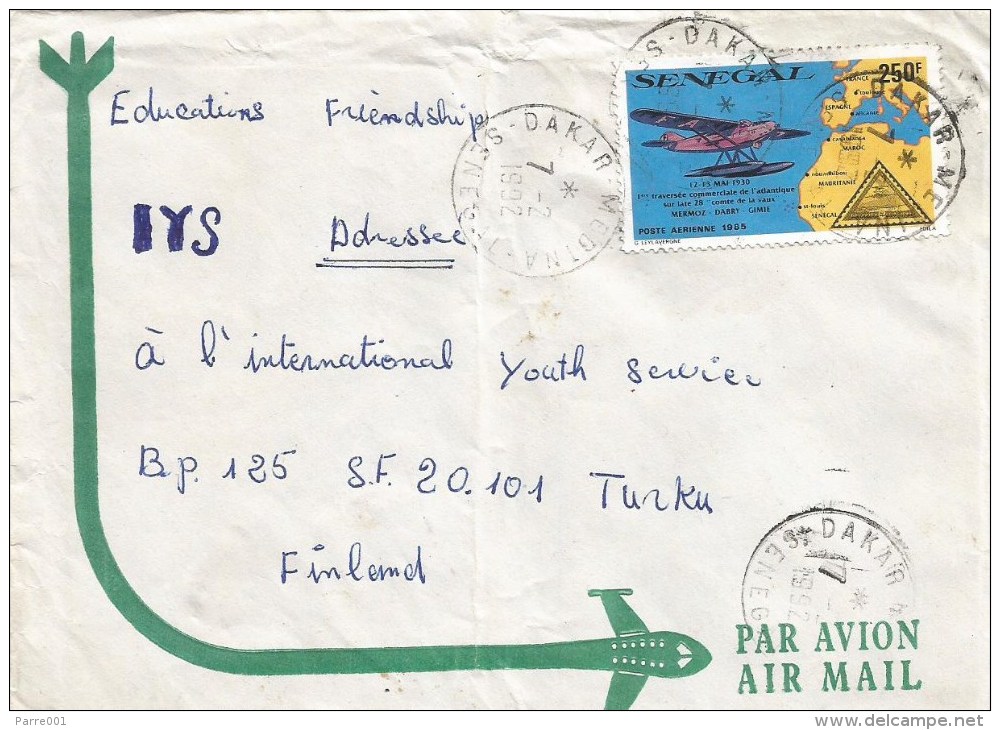 Senegal 1992 Dakar Medina Mermoz Flight Stamp On Stamp Airplane Cover - Senegal (1960-...)