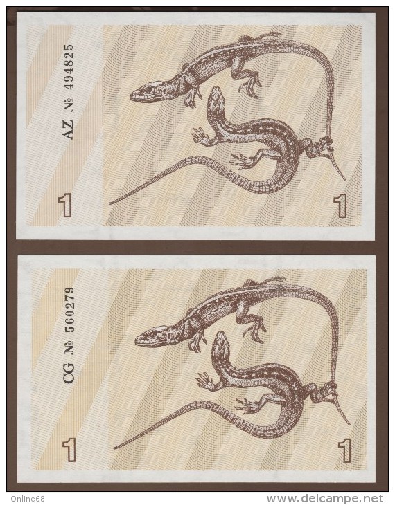 LITUANIA  LOT 2x 1 TALONAS 1991 P#32a/32b  SERIAL #  CG & AZ - Lituanie