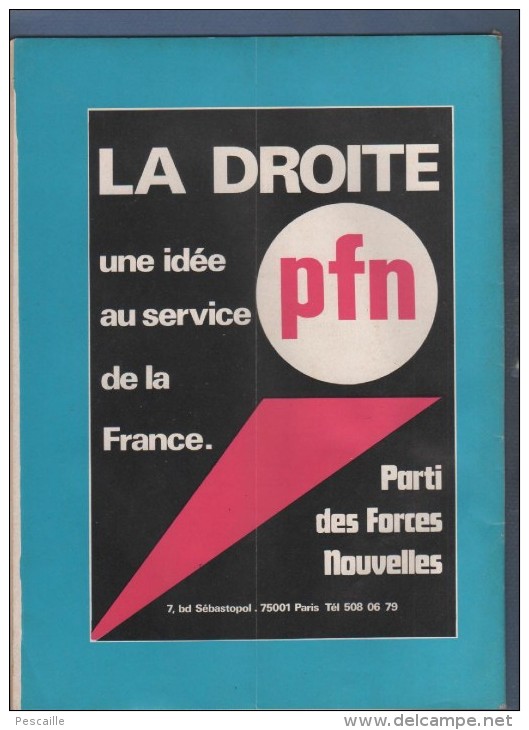 INITIATIVE NATIONALE 07/09 1977 - POLITIQUE EXTREME DROITE PFN - MICHEL DE SAINT PIERRE - AFRIQUE DU SUD - PUNK - Desde 1950