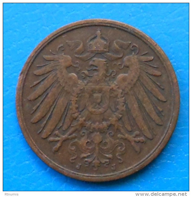 Allemagne Germany Deutschland 2 Pfennig 1904 J , 44000 Exemplaires ! Km16 - 2 Pfennig
