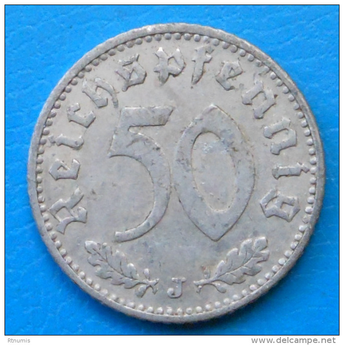 Allemagne Germany Deutschland 50 Reichspfennig 1939 J Km 96 ANNEE RARE - 50 Reichspfennig