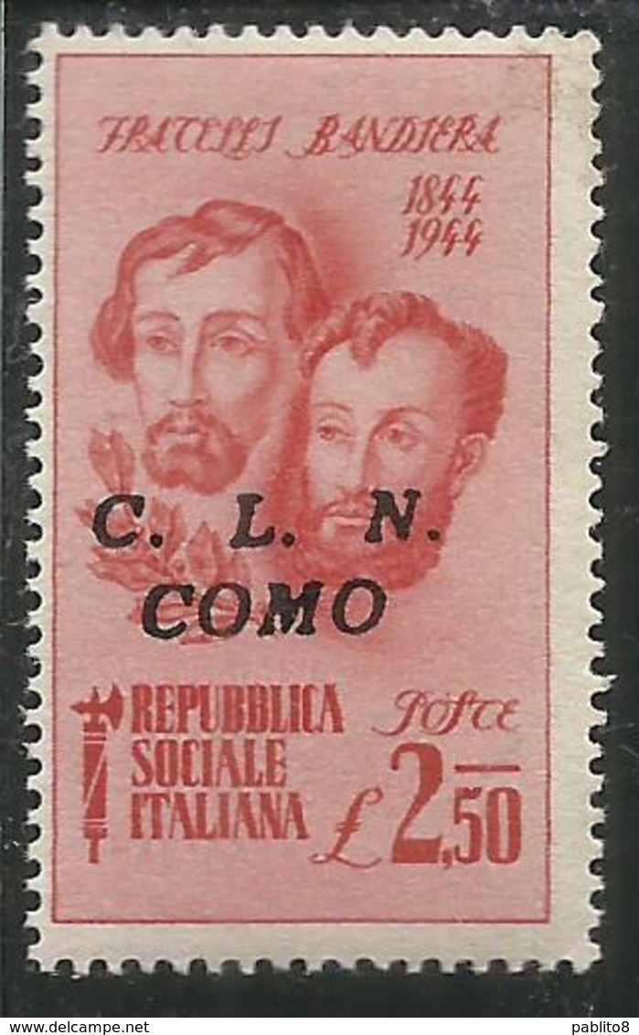 ITALIA REGNO ITALY KINGDOM 1944 1945 REPUBBLICA SOCIALE CLN COMO BANDIERA LIRE 2,50 MNH - Comitato Di Liberazione Nazionale (CLN)