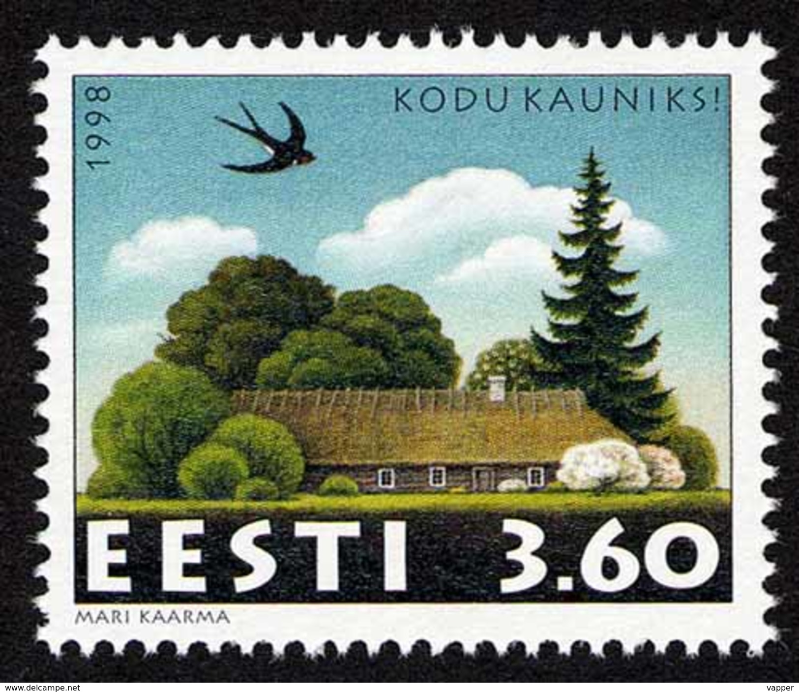 Birds Estonia 1998 MNH Stamp  Mi 327 Swallow, For More Beautiful Homes - Golondrinas