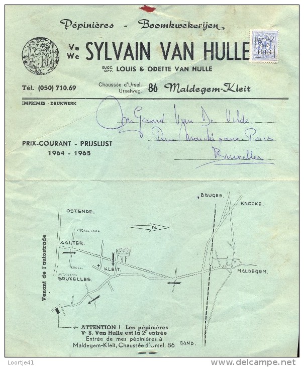 Prijslijst Landbouw Boomkwekerijen Pépinières Sylvain Van Hulle Maldegem Kleit 1964 - 65 - Agriculture