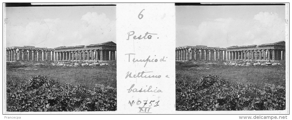 V0751 - ITALIE - Paestum - Temple De Neptune Et Basilique - Glass Slides