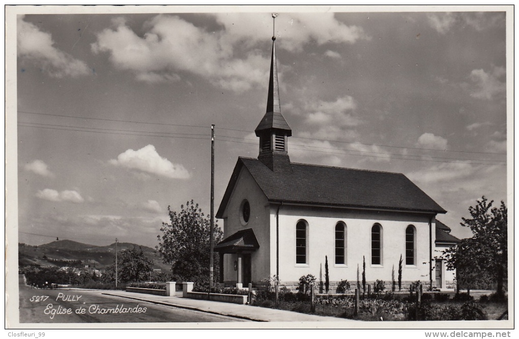 Pully Et Eglise De Chamblandes Sans Bétonnage D´aujourd´hui. Oblit. Huémoz 25.11.59 - Pully