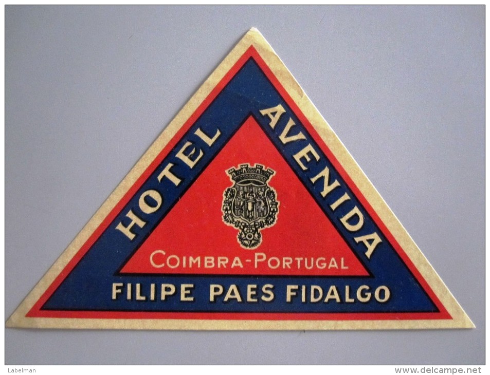 HOTEL PENSAO RESIDENCIAL PENSION AVENIDA COIMBRA MEDIUM TAG DECAL STICKER LUGGAGE LABEL ETIQUETTE AUFKLEBER PORTUGAL - Hotel Labels