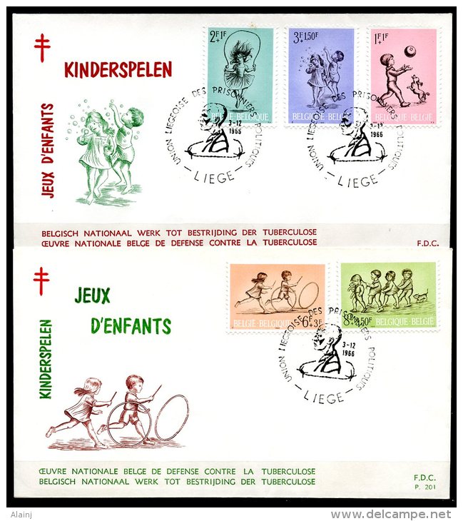 BE   FDC  1399 - 1403   ---   Solidarité : Jeux D'Enfants  --  Obl. Liège - 1961-1970