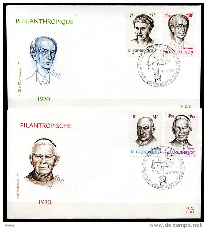 BE   FDC  1557 - 1560   ---   Philantropie : Personnalités - 1961-1970