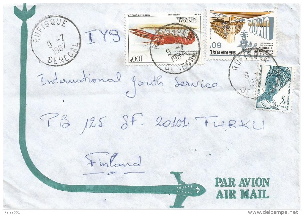 Senegal 1987 Rufisque Shrimp Crevise Marine Life Cover - Senegal (1960-...)